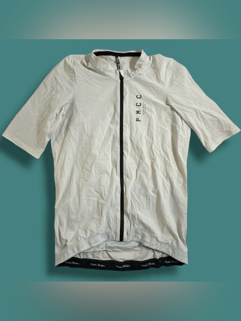 Pedal Mafia Core Jersey off White Size M *stains* Zipper Pockets Arm Grips